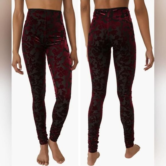 FREE PEOPLE Magic Hour Leggings Midnight Combo, High Waisted Burnout Floral | XL - Picture 1 of 8